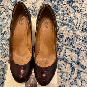 Clarks Purity Crystal Burgundy Wedges